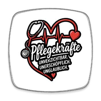 Pflegekraft Herzbeat Motiv - Viereckiger Kühlschrankmagnet - Weiß - Vorne