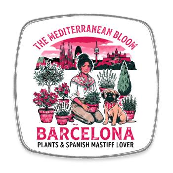 The Barcelona Plants And Spanish Mastiff Lover - Square fridge magnet - white - Front