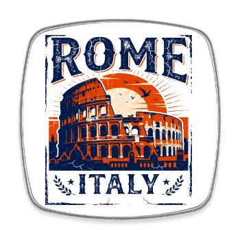 Vintage Rome Italy Colosseum Sunset Skyline - Square fridge magnet - white - Front