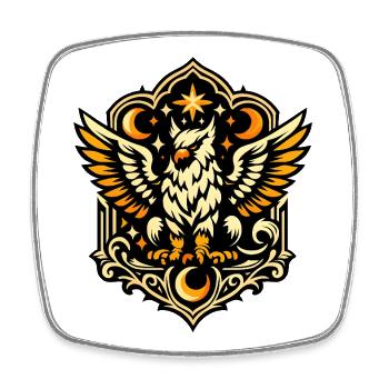 Night Star Owl Crest - Square fridge magnet - white - Front