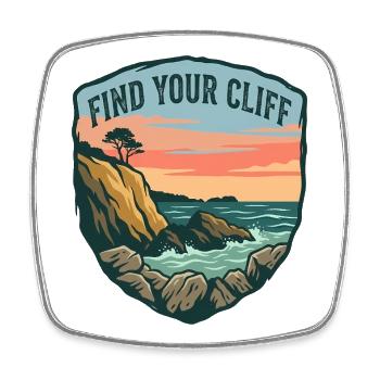 Vintage Cliff and Ocean Motivational Patch - Square fridge magnet - white - Front