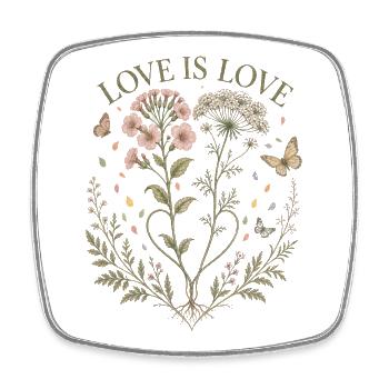 Love Is Love Floral T-Shirt Botanical Vintage - Square fridge magnet - white - Front