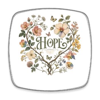 Hope Floral Heart T-Shirt Botanical Vintage Floral - Square fridge magnet - white - Front