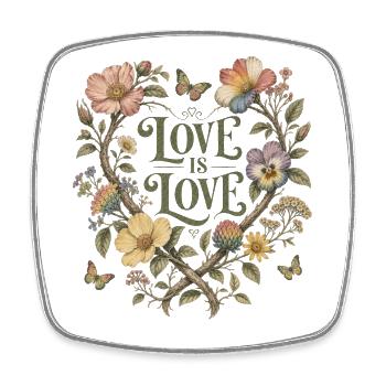 Love Is Love Blumen Herz T-Shirt Pride Vintage - Viereckiger Kühlschrankmagnet - Weiß - Vorne
