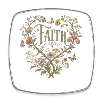 Faith Floral Heart Hoodie Vintage Cottagecore - Square fridge magnet - white - Front