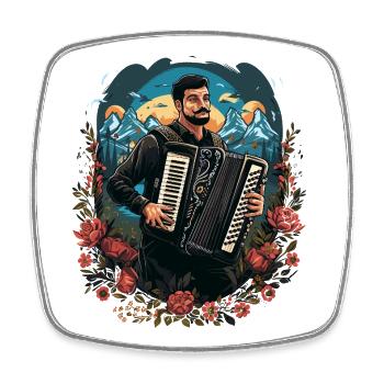 Accordion Musician Accordion Player Accordion - Square fridge magnet - white - Front
