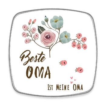 Beste Oma Blütenbotschaft - Viereckiger Kühlschrankmagnet - Weiß - Vorne