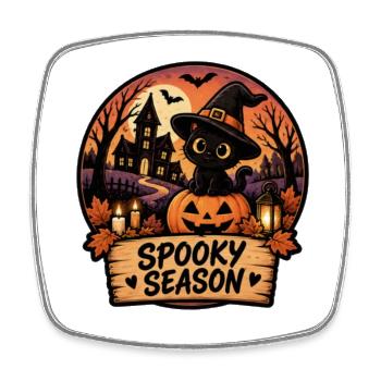 Spooky Cat Pumpkin Magic - Square fridge magnet - white - Front