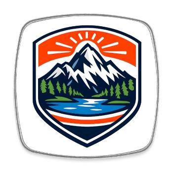 Mountain Sunrise Shield - Viereckiger Kühlschrankmagnet - Weiß - Vorne