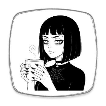 Düstere Gothic Kaffeetasse - Viereckiger Kühlschrankmagnet - Weiß - Vorne