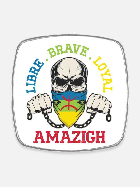 Amazigh Maskierter Krieger - Viereckiger Kühlschrankmagnet - Weiß