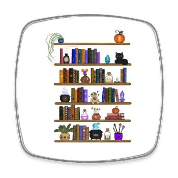 Verzaubertes Bücherregal - Viereckiger Kühlschrankmagnet - Weiß - Vorne