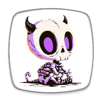 Cute Chibi Devil Skull - Viereckiger Kühlschrankmagnet - Weiß - Vorne