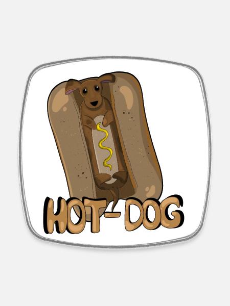 Hot-Dog - Viereckiger Kühlschrankmagnet - Weiß