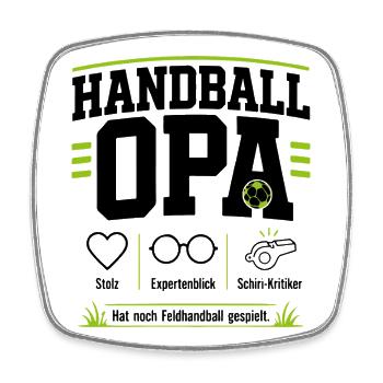 Handball Opa – Hat noch Feldhandball gespielt - Viereckiger Kühlschrankmagnet - Weiß - Vorne
