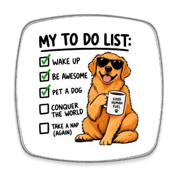 Golden Retriever To Do List – Lustiger Hund Kaffee - Viereckiger Kühlschrankmagnet - Weiß - Vorne