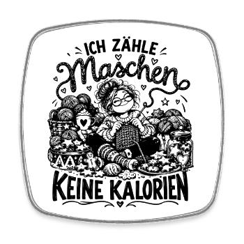 Lustiger Stricken Spruch Ich zähle Maschen... - Viereckiger Kühlschrankmagnet - Weiß - Vorne