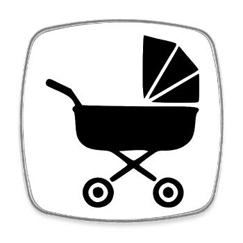 Schwarzer Kinderwagen Baby Geburt Geschenk  - Viereckiger Kühlschrankmagnet - Weiß - Vorne