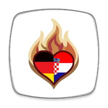 Flammenherz Deutschland Kroatien - Viereckiger Kühlschrankmagnet - Weiß - Vorne