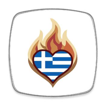 Herzflagge Griechenland Feuer - Viereckiger Kühlschrankmagnet - Weiß - Vorne