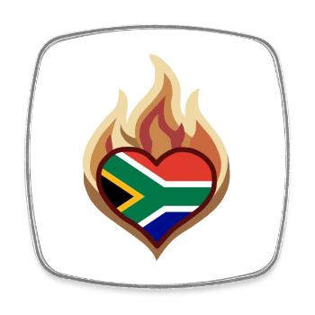 Southafrica Heart on Fire - Viereckiger Kühlschrankmagnet - Weiß - Vorne