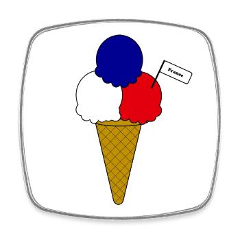 Französich France Flag Eiscreme - Viereckiger Kühlschrankmagnet - Weiß - Vorne