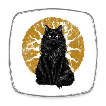 Schwarze Katze Magical Mond Mystisch Cottagecore - Viereckiger Kühlschrankmagnet - Weiß - Vorne