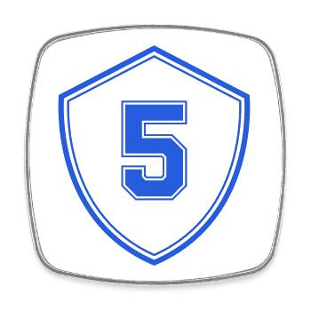 Blauer Schild mit Zahl Fünf - Viereckiger Kühlschrankmagnet - Weiß - Vorne