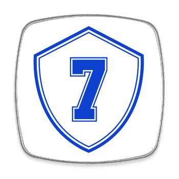 Blaues Sieben Shield Emblem - Viereckiger Kühlschrankmagnet - Weiß - Vorne