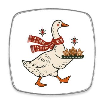 Weihnachtsgans Plätzchen Backen Weihnachtsbäckerei - Viereckiger Kühlschrankmagnet - Weiß - Vorne