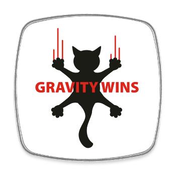 Gravity wins bloody Katze - Viereckiger Kühlschrankmagnet - Weiß - Vorne