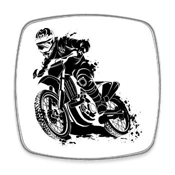 Moto-Cross - Viereckiger Kühlschrankmagnet - Weiß - Vorne
