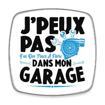Je Peux Pas J'ai Des Trucs À Faire Dans Mon Garage - Magnet carré - blanc - Devant