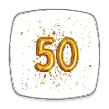50 ans de conception de ballons - Magnet carré - blanc - Devant