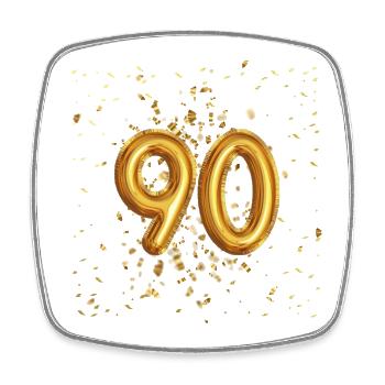 90 ans de conception de ballons - Magnet carré - blanc - Devant