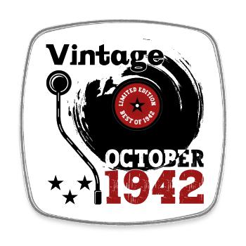 Octobre Vintage 1942 80ème Cadeau d’Anniversaire - Magnet carré - blanc - Devant