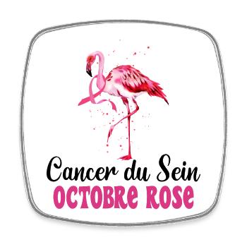 Flamant Rose Cancer Du Sein Octobre Rose - Magnet carré - blanc - Devant