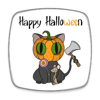 Halloween Cat - Square fridge magnet - white - Front