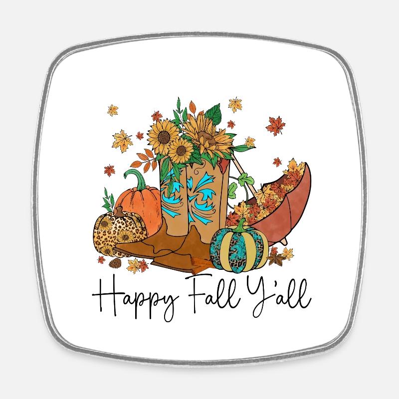 Happy Fall y'all - Square fridge magnet - white