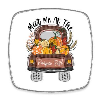 Treffen Sie mich bei Pumpkin Patch - Viereckiger Kühlschrankmagnet - Weiß - Vorne