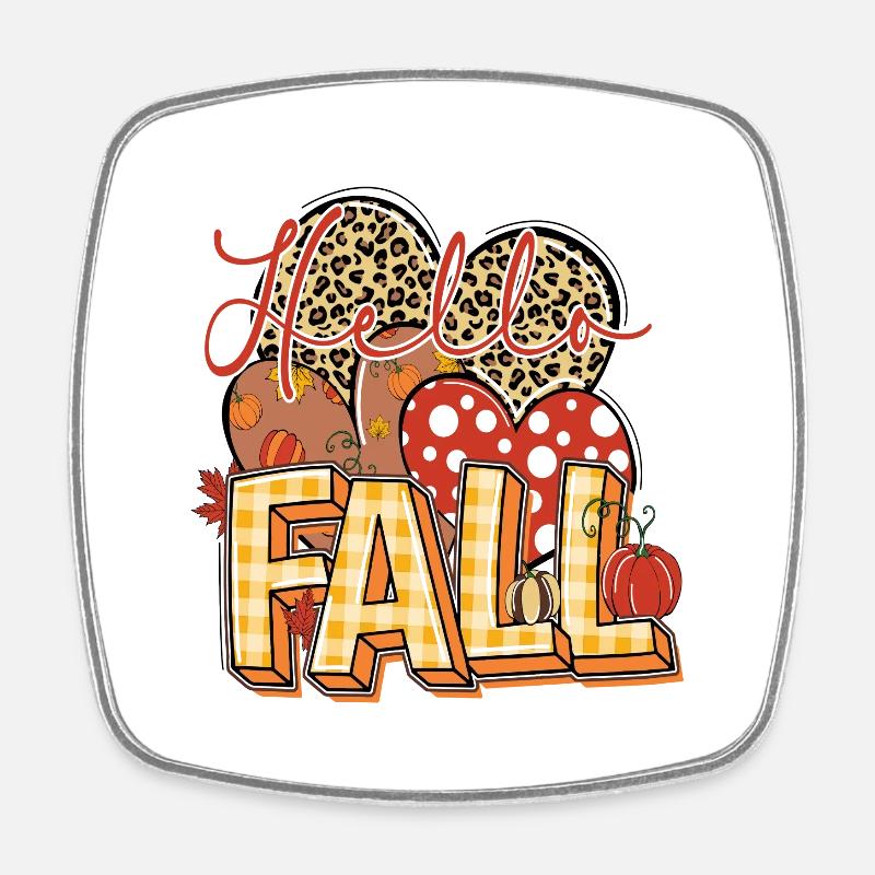 Hello Fall, Happy Fall y'all - Square fridge magnet - white