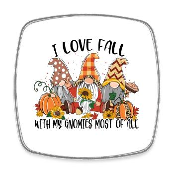 Ich liebe den Herbst mit meinen Gnomien am meisten - Viereckiger Kühlschrankmagnet - Weiß - Vorne