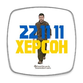 Kherson 22 11 11 Selenskyj Ukraine - Viereckiger Kühlschrankmagnet - Weiß - Vorne