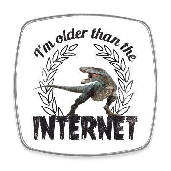 I’m older than the Internet + Dinosaur retro - Viereckiger Kühlschrankmagnet - Weiß - Vorne