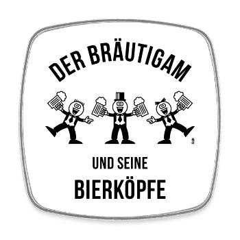 Der Bräutigam / Bierköpfe (Karikatur / 1C) - Viereckiger Kühlschrankmagnet - Weiß - Vorne
