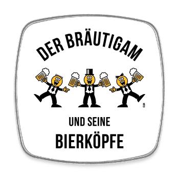 Der Bräutigam / Bierköpfe (Karikatur / 3C / B) - Viereckiger Kühlschrankmagnet - Weiß - Vorne