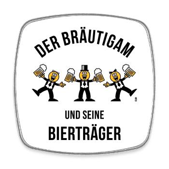 Der Bräutigam / Bierträger (Karikatur / 3C / B) - Viereckiger Kühlschrankmagnet - Weiß - Vorne