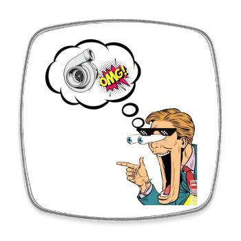 Omg Turbo - Viereckiger Kühlschrankmagnet - Weiß - Vorne