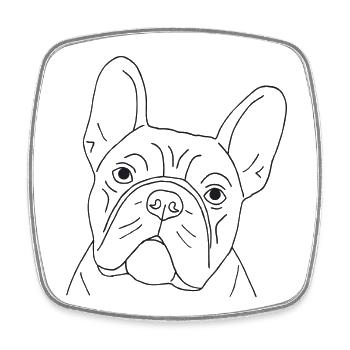 Französische Bulldogge - Viereckiger Kühlschrankmagnet - Weiß - Vorne