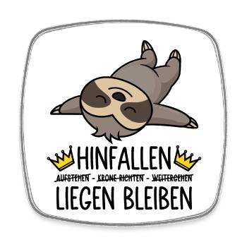 Hinfallen Liegen Bleiben - Faultier - Viereckiger Kühlschrankmagnet - Weiß - Vorne